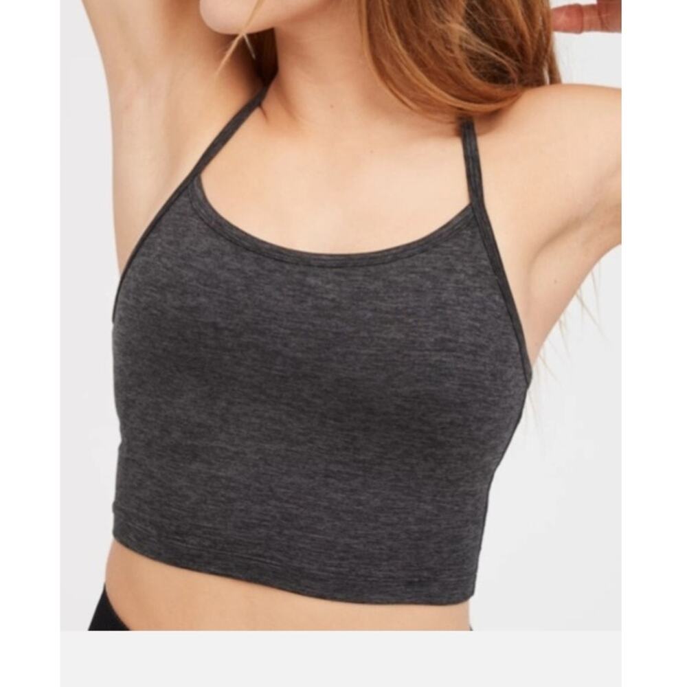 Aerie offline Hugger racerback longline sports bra tank crop top XL heather gray